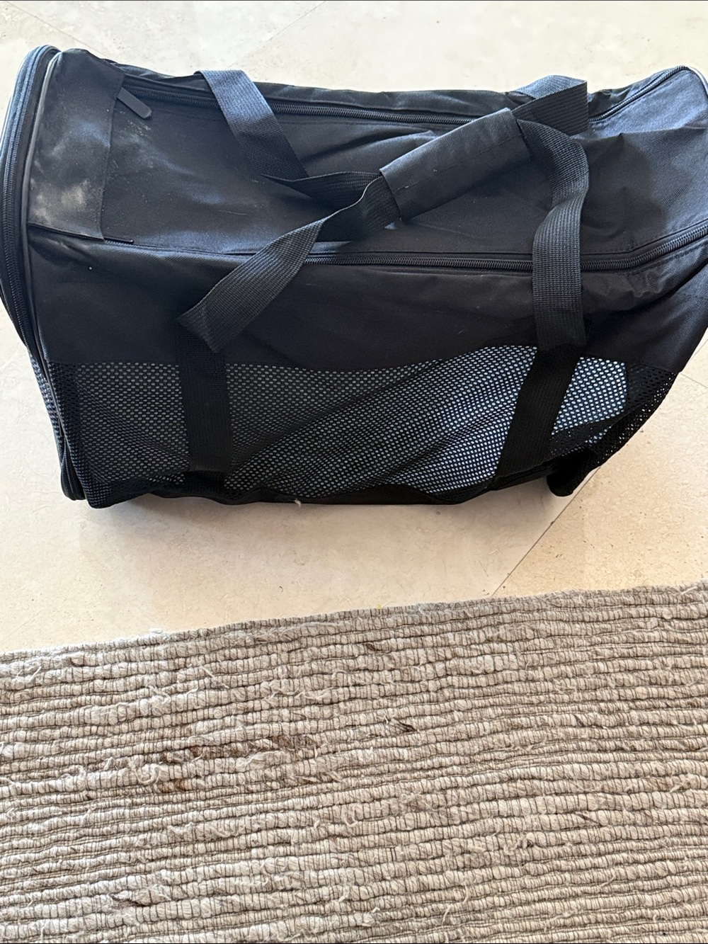 Black Soft-Sided Pet Carrier with Mesh Panels